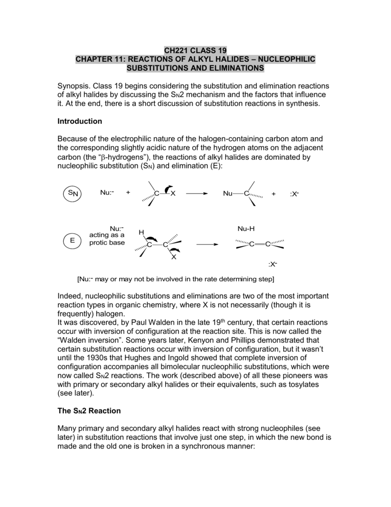 Nucleophilic Substitution Reactions And Synthesis