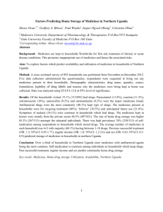 Factors Predicting Home Storage of Medicines in Northern Uganda