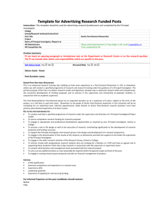 Advertising Template for Senior Post Doctoral Researcher