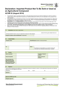 Imported Product Not to Be Sold or Used as an Agricultural Compound