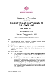 Statement of Principles 30 of 2012 chronic venous insufficiency of