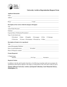 University Archives Reproduction Request Form