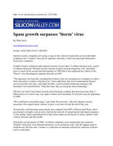 Spam growth surpasses `Storm` virus
