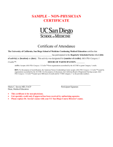 RSS Certificate Non-Physician - UCSD Continuing Medical Education