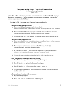 Language and Culture Learning Plan Workbook