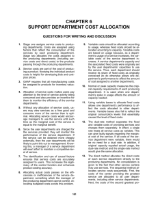 Chapter 6: Support Department Cost Allocation
