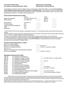 Exercise Science Advising Sheet 2012