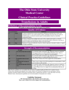 Transfusion Medicine Guidelines (in adults)