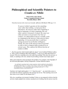 Philosophical and Scientific Pointers to Creatio ex Nihilo