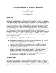 Special Populations of Homeless Americans