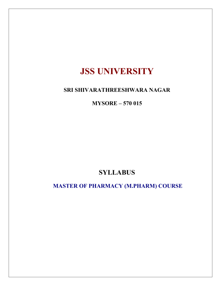 JSS University JSS College Of Pharmacy Ooty