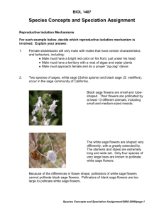 Species and Speciation Assignment
