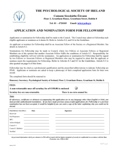 APPLICATION AND NOMINATION FORM FOR FELLOWSHIP