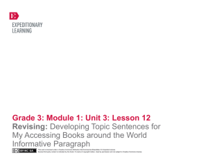 Grade 3 ELA Module 1, Unit 3, Lesson 12