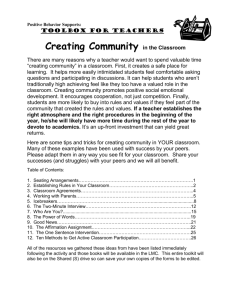 Toolkit for creating community in the classroom