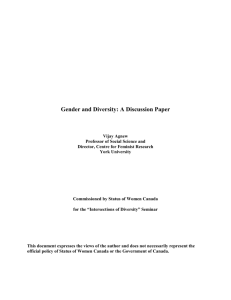 Gender and Diversity: A Discussion Paper