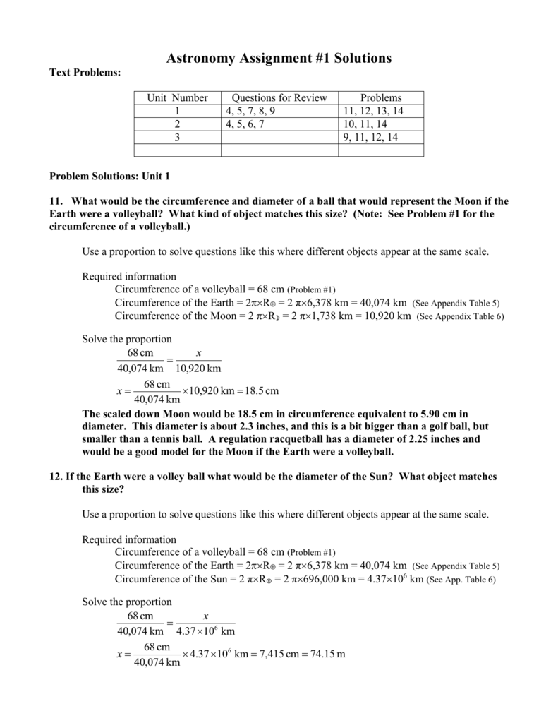 Astronomy Assignment #1