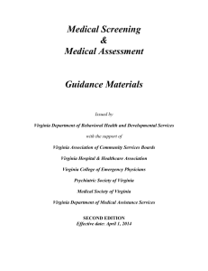 Medical Screening Guide - Psychiatric Society of Virginia