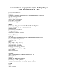 Worksheet for the Geographic Description of a Major City or Urban
