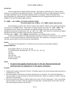 ACTIVITY SERIES OF METALS