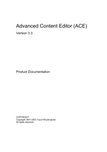 Advanced Content Editor (ACE) Documentation