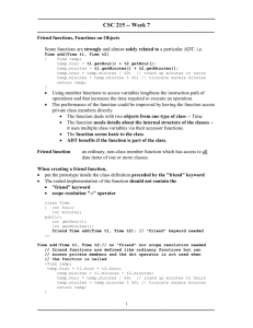 Friend functions, Functions on Objects