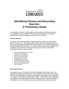 Identifying Primary and Secondary Sources: