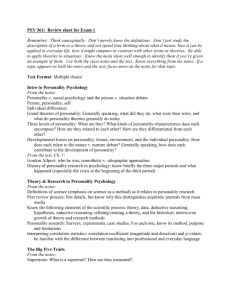 PSY 361: Review sheet for Exam 1