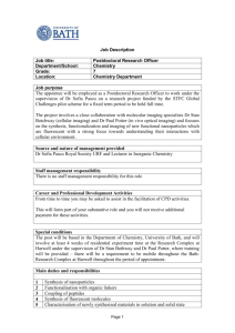 Job Description Job title: Postdoctoral Research Officer Department