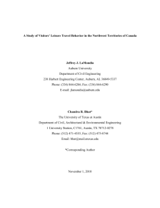 A Study of Visitors` Travel Behavior to the Northwest Territories of