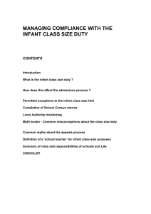 MANAGING COMPLIANCE WITH THE INFANT CLASS
