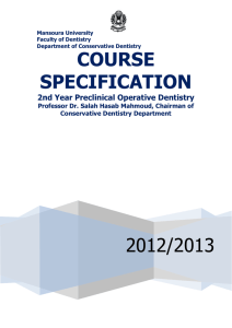 2nd year course specification 2013 - Dentistry Faculty