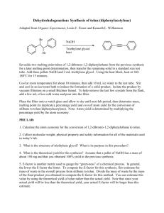 Dehydrohalogenation: Synthesis of tolan (diphenylacetylene)