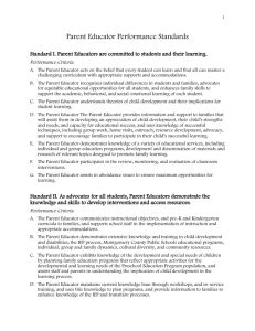 Parent Educator Standards - Montgomery County Public Schools
