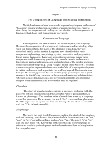 The Components of Language and Reading Instruction