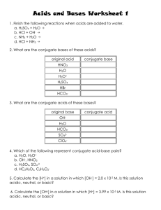 Acids and Bases Worksheet 1