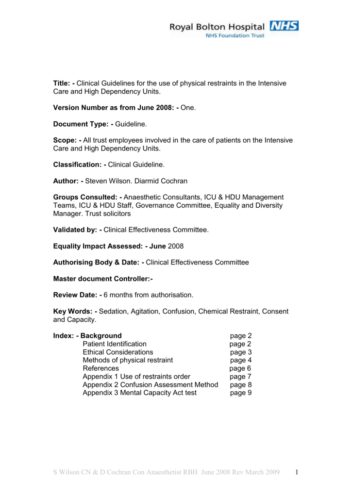 Patient Restraint Guideline