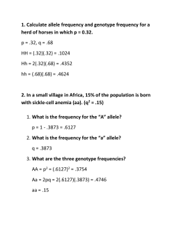 Hardy Weinberg and Chi Square Worksheet