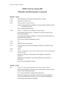 Programme - British Society for the History of Philosophy