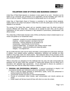 volunteer code of ethics and business conduct