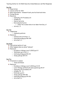 Individual lessons - animal behaviour and plant