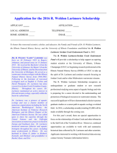 Application for the 2016 R. Weldon Larimore Scholarship