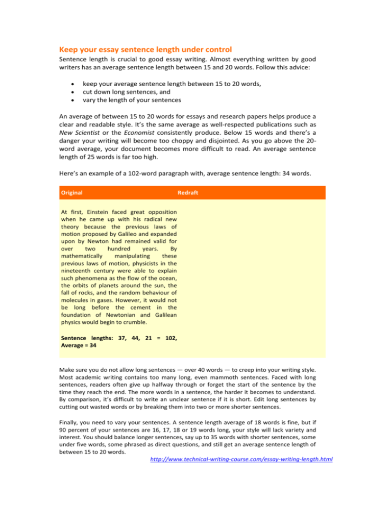 Keep Your Essay Sentence Length Under Control