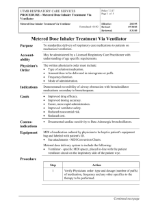 Metered Dose Inhaler Treatment Via Ventilator
