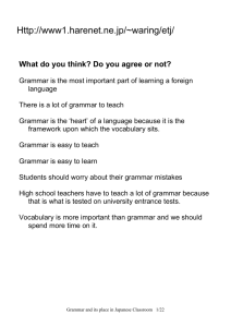Grammar and its place in Japanese Classroom