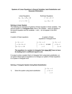 Systems of Linear Equations in Several Variables, back Substitution