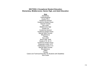 Section 4 - Exceptional Student Education Course Listings include
