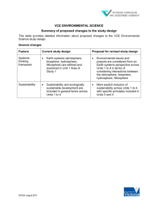 VCE ENVIRONMENTAL SCIENCE Summary of proposed changes