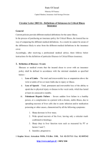 Definitions of Sicknesses in Critical  Illness Insurance