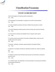 Classification/Taxonomy STUDY GUIDE/REVIEW 1.Each of the